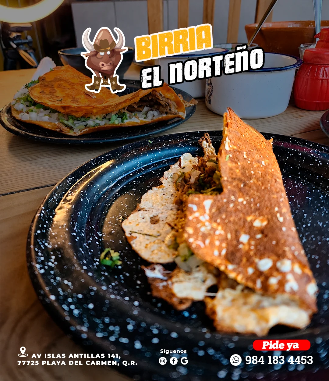 Fotografía gastronómica promocional de quesabirria para Birriería El Norteño