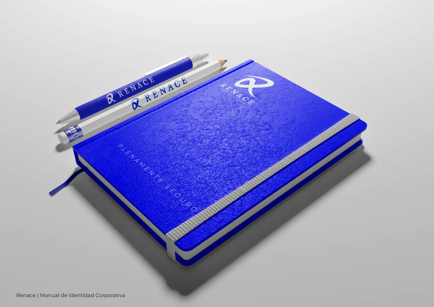 Manual de identidad corporativa de RENACE, página  35: Libreta con la marca RENACE