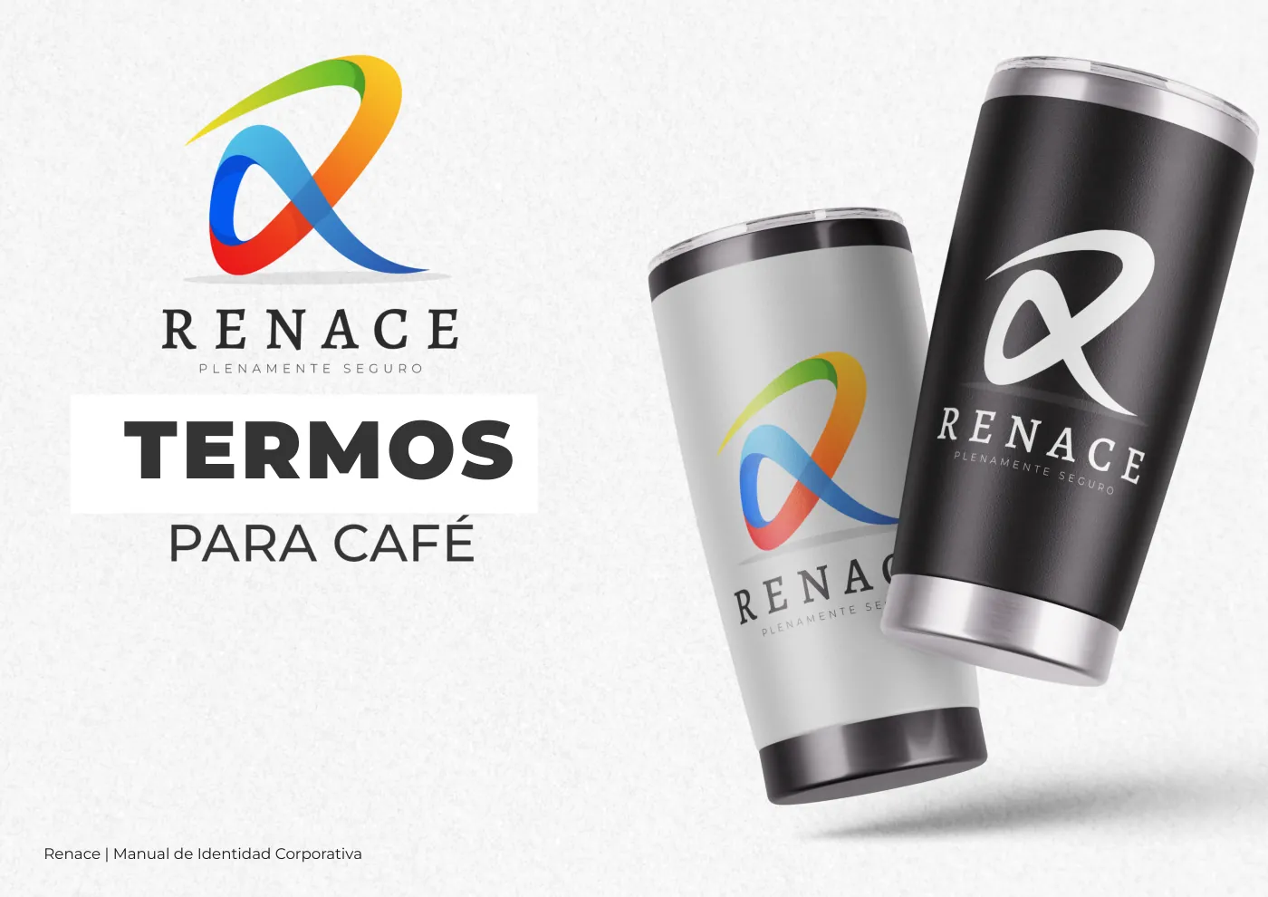Manual de identidad corporativa de RENACE, página  42: Aplicaciones en termos para café de RENACE
